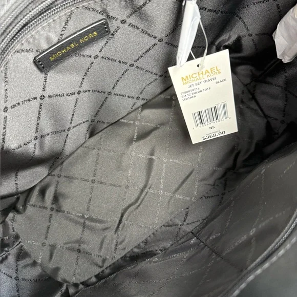 MICHAEL KORS Jet Set Travel SM Top Zip Shoulder Tote & Trifold Wallet Black NWT - Picture 7 of 16